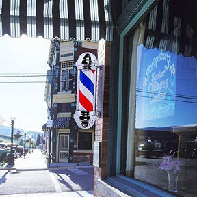 OmySalon 28in Classic Style Barber Pole LED Light with Rotating Red White Blue LED Strips