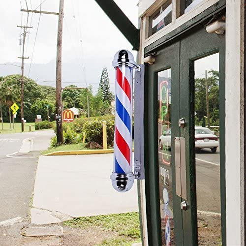 OmySalon 36in Barber Pole Light Rotating Red White Blue LED Strips Barber Shop Light