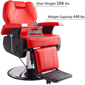 OmySalon Barber Chair Hydraulic Reclining Salon Chairs Heavy Duty Styling Chair with 360 Degree Swivel Red