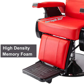 OmySalon Barber Chair Hydraulic Reclining Salon Chairs Heavy Duty Styling Chair with 360 Degree Swivel Red