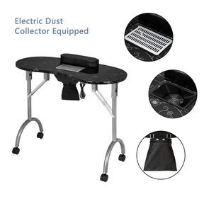 OmySalon FMT Portable Foldable Nail Manicure Table w/Electric Dust Collector & Wrist Rest