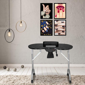 OmySalon FMT Portable Foldable Nail Manicure Table w/Electric Dust Collector & Wrist Rest