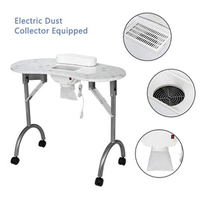 OmySalon Portable Foldable Nail Manicure Table w/Electric Dust Collector & Wrist Rest