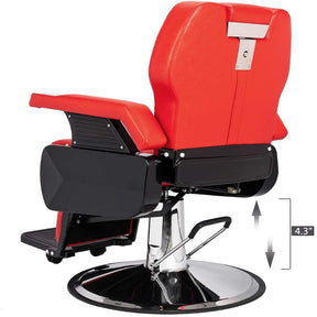 OmySalon Barber Chair Hydraulic Reclining Salon Chairs Heavy Duty Styling Chair with 360 Degree Swivel Red