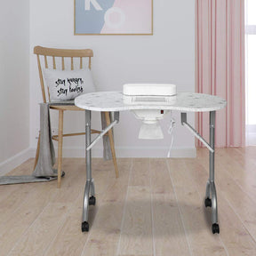 OmySalon FMT Portable Foldable Nail Manicure Table w/Electric Dust Collector & Wrist Rest