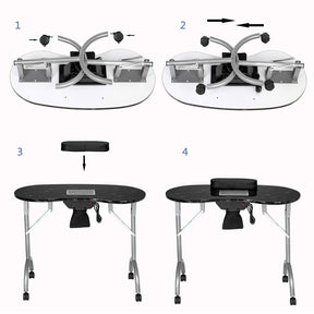 OmySalon FMT Portable Foldable Nail Manicure Table w/Electric Dust Collector & Wrist Rest