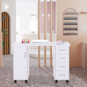 OmySalon Manicure Table Wooden Nail Desk White