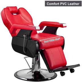 OmySalon Barber Chair Hydraulic Reclining Salon Chairs Heavy Duty Styling Chair with 360 Degree Swivel Red