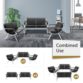 OmySalon C8 Waiting Room Reception Bench with Backrest & Armrest for Beauty Barber Salon SPA Clinic Office Airport Bank