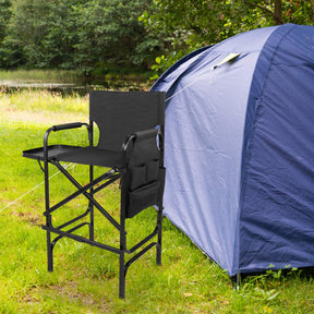 Omysalon 30in Portable Folding Director Chair with Collapsible Side Table