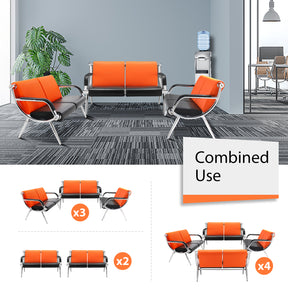 OmySalon Waiting Room Reception Bench with Armrest Orange