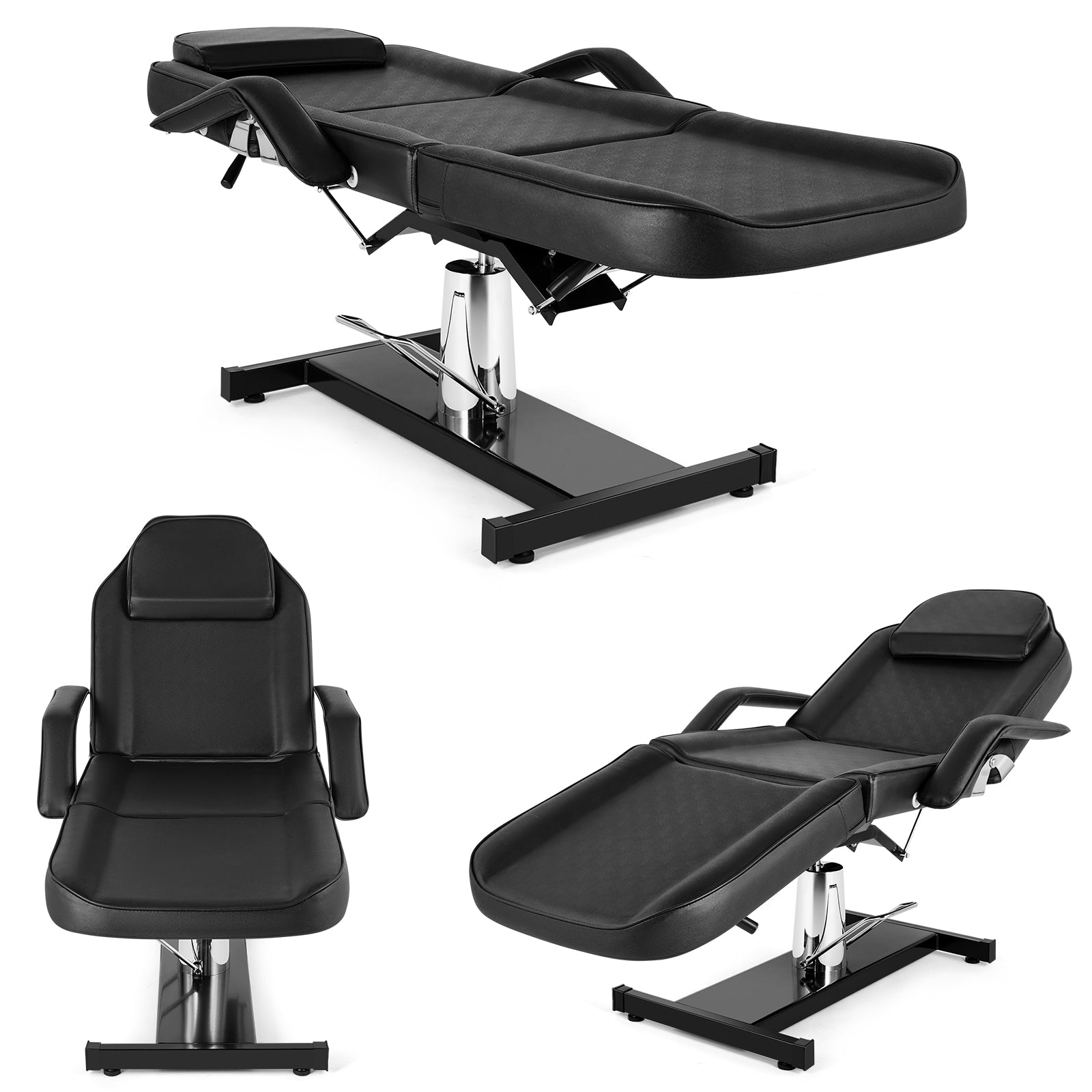 OmySalon Electric Massage Table Salon Spa Facial Bed with Hydraulic Stool  Black/White