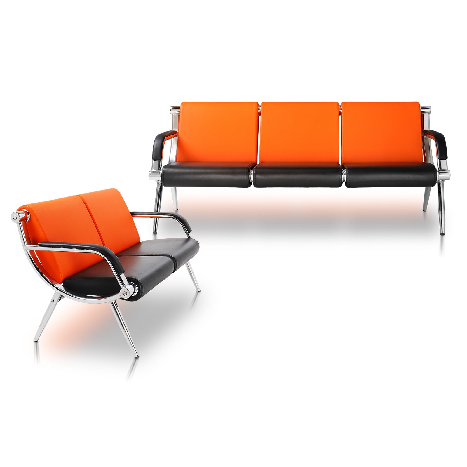 OmySalon Waiting Room Reception Bench with Armrest Orange