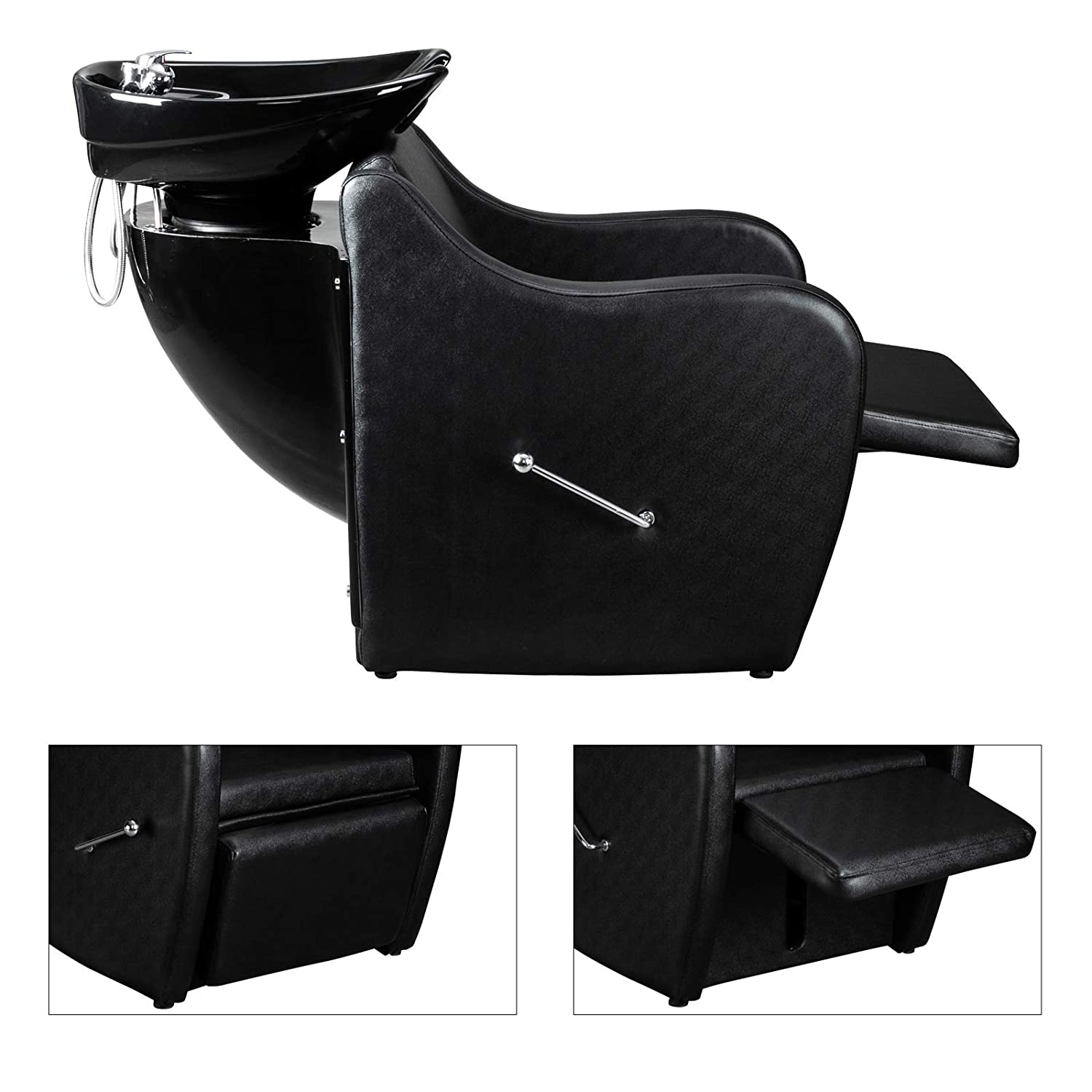 OmySalon Barber Backwash Chair ABS Plastic Shampoo Bowl Sink Unit Station Spa Salon Equipment