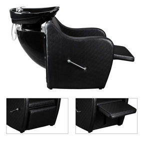 OmySalon BC02 Salon Shampoo Backwash Chair Unit with Oversized Ceramic Shampoo Bowl & Adjustable Footrest