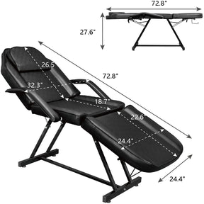 OmySalon 73in Facial Massage Bed Adjustable Spa Bed Tattoo Chair w/Barber Stool Black/White/Pink
