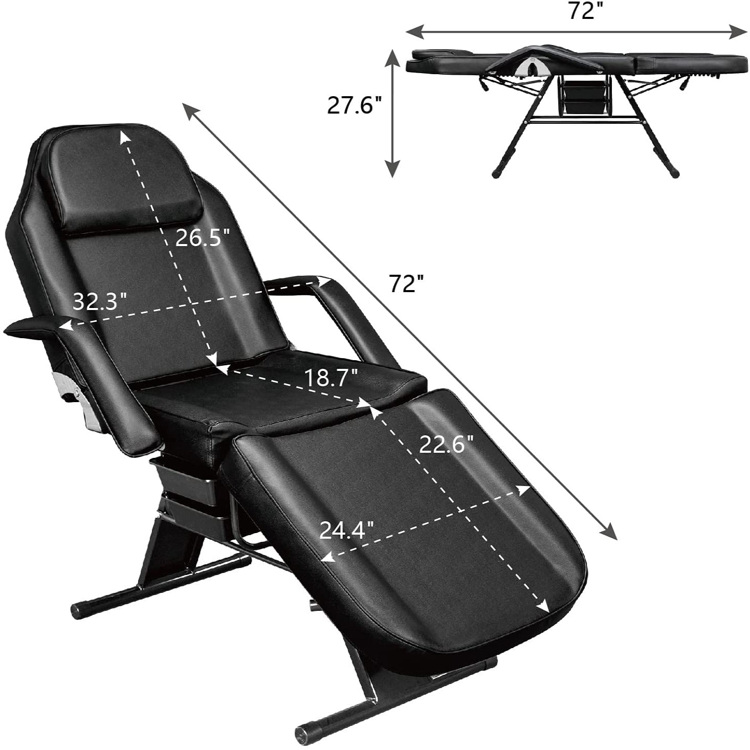 OmySalon 72in Adjustable Facial Massage Bed w/2 Beauty Baskets