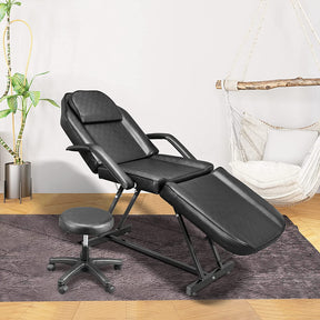 OmySalon 73in Facial Massage Bed with Adjustable Hydraulic Stool Tattoo Chair w/25 Pcs Disposable Sheets Black