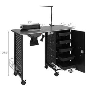 OmySalon MT LED Light Nail Manicure Table w/Electric Downdraft Vent & Wrist Rest