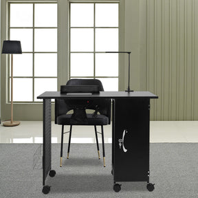 OmySalon MT LED Light Nail Manicure Table w/Electric Downdraft Vent & Wrist Rest