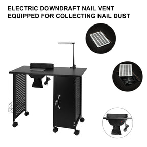 OmySalon MT LED Light Nail Manicure Table w/Electric Downdraft Vent & Wrist Rest