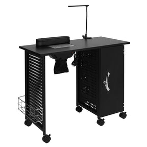 OmySalon MT LED Light Nail Manicure Table w/Electric Downdraft Vent & Wrist Rest