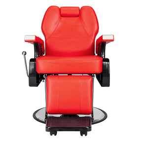 OmySalon Barber Chair Hydraulic Reclining Salon Chairs Heavy Duty Styling Chair with 360 Degree Swivel Red