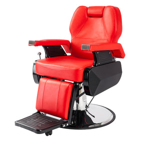 OmySalon Barber Chair Hydraulic Reclining Salon Chairs Heavy Duty Styling Chair with 360 Degree Swivel Red