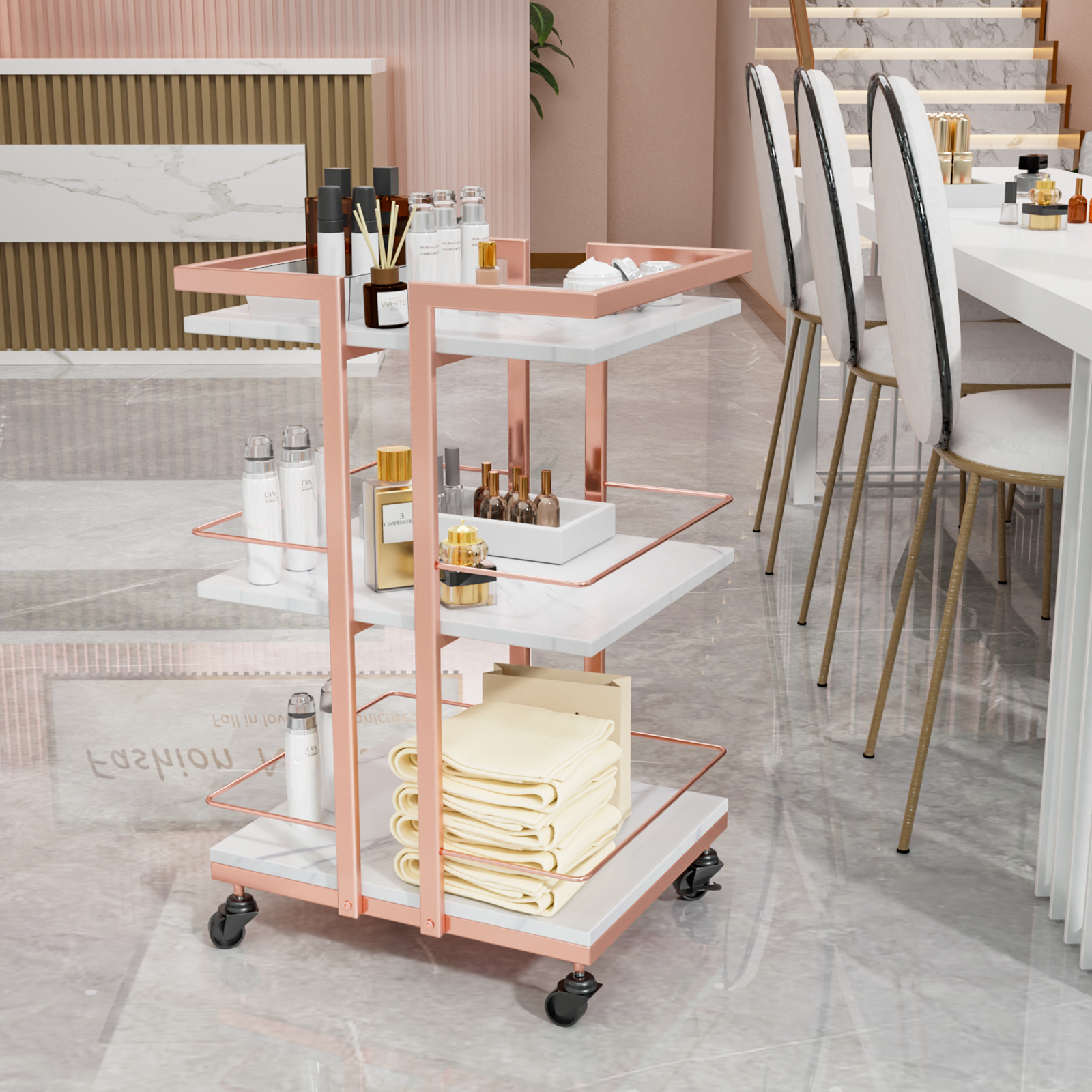 OmySalon Esthetician Cart with Wheels Salon Trolley Cart