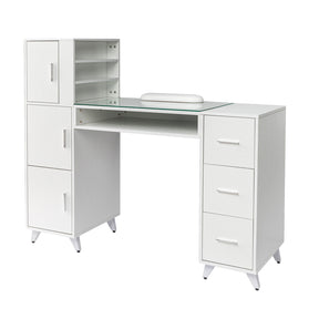 Omysalon MTD Nail Manicure Table w/Glass Top & Wrist Rest