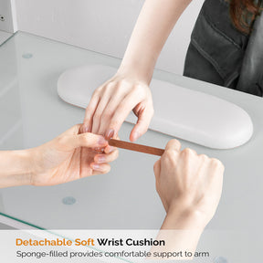 Omysalon MTD Nail Manicure Table w/Glass Top & Wrist Rest