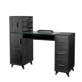Omysalon MTD Nail Manicure Table w/Glass Top & Wrist Rest