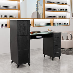 Omysalon MTD Nail Manicure Table w/Glass Top & Wrist Rest