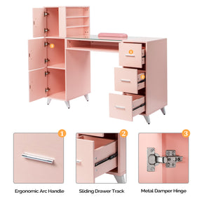 Omysalon MTD Nail Manicure Table w/Glass Top & Wrist Rest