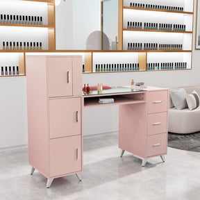 Omysalon MTD Nail Manicure Table w/Glass Top & Wrist Rest