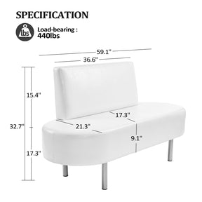 OmySalon WBWB Modern Reception Waiting Room Bench Chair with Backrest for Beauty Barber Salon SPA Office