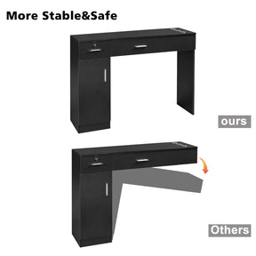 OmySalon HSC-08 Barber Station Wall Mount  2 Drawers 1 Storage Cabinet 3 Open Shelves Black/Red & Black