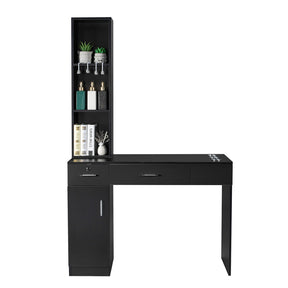 OmySalon HSC-08 Barber Station Wall Mount  2 Drawers 1 Storage Cabinet 3 Open Shelves Black/Red & Black