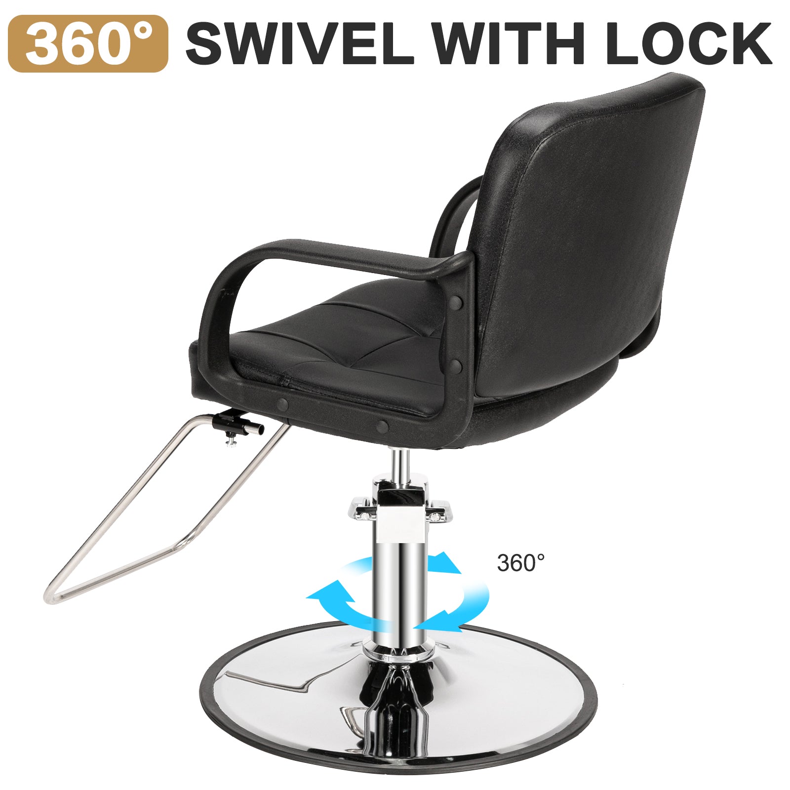 OmySalon Hydraulic Barber Chair Heavy Duty Styling Chair Salon Chair Black