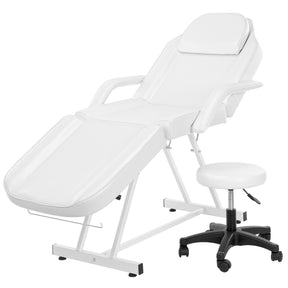 OmySalon 73in Facial Massage Bed Adjustable Spa Bed Tattoo Chair w/Barber Stool Black/White/Pink