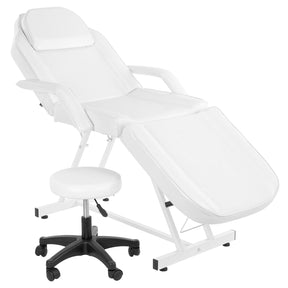 OmySalon 73in Facial Massage Bed Adjustable Spa Bed Tattoo Chair w/Barber Stool Black/White/Pink
