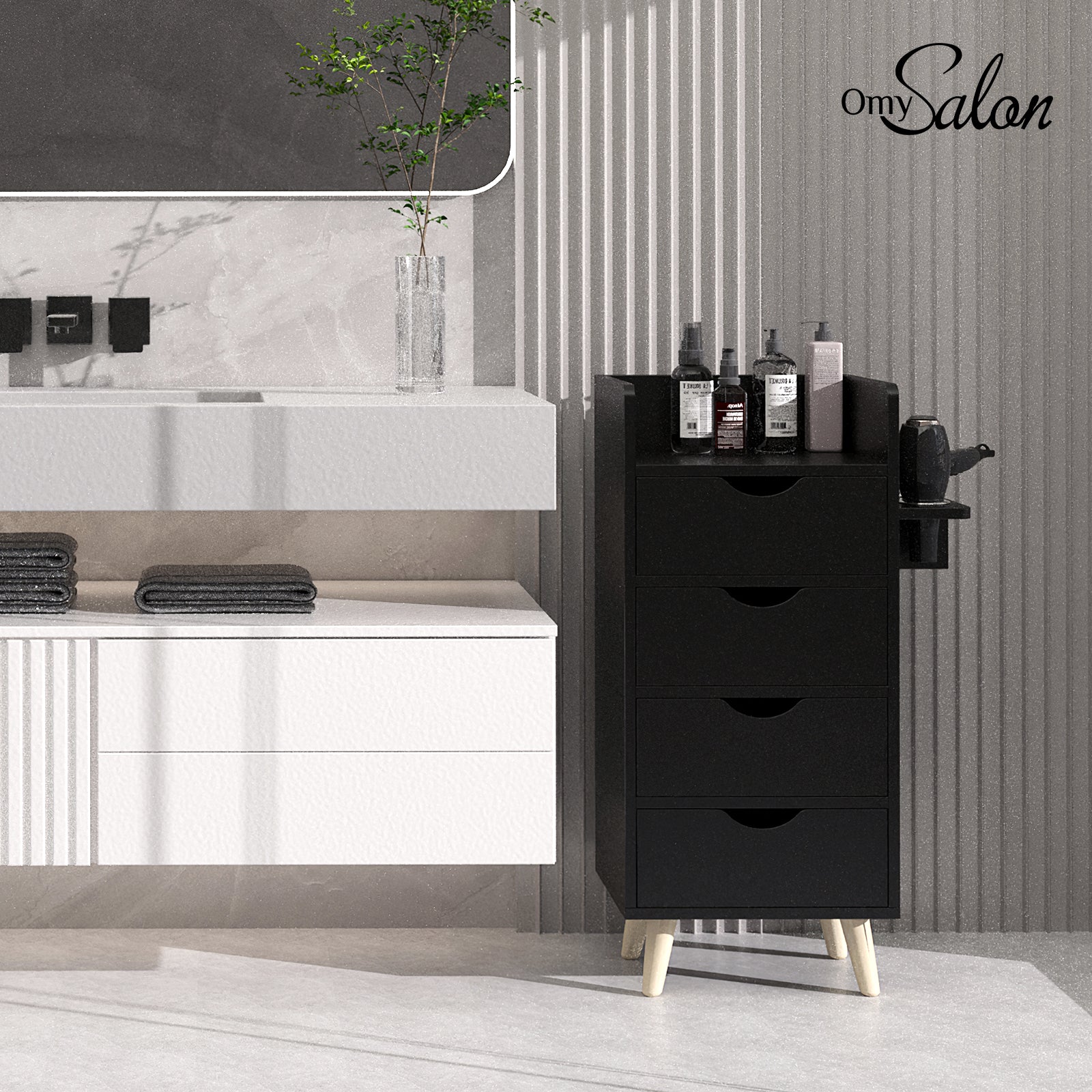 Beauty Styling Station Salon Cabinet Storage Organizer Barber Hair Equipment