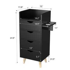 OmySalon HSC-16 4-Layer Salon Styling Storage Station Cabinet w/4 Drawers 2 Hair Dryer Holders & Raised Table Legs