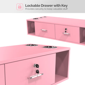 OmySalon HSC-17 Wall Mount Salon Styling Station w/2 Lockable Drawers 2 Side Open Space 5 Hair Dryer Holders