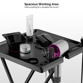 OmySalon ST1203 Foldable Rolling Salon Tray Trolley Cart w/Wheels & 2 Color Bowls 1 Drawer