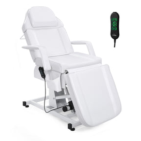 OmySalon 75in Fully Electric Facial Massage Bed Adjustable Esthetician Bed Tattoo Chair White/Black