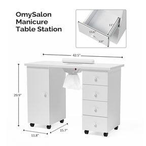 Omysalon Manicure Table Nail Desk w/Electric Dust Collector Black/White