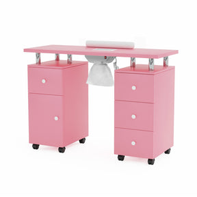 Omysalon MT-DC Nail Manicure Table w/Electric Dust Collector & Wrist Rest & 2 Open Spaces 1 Side Cabinet 4 Drawers