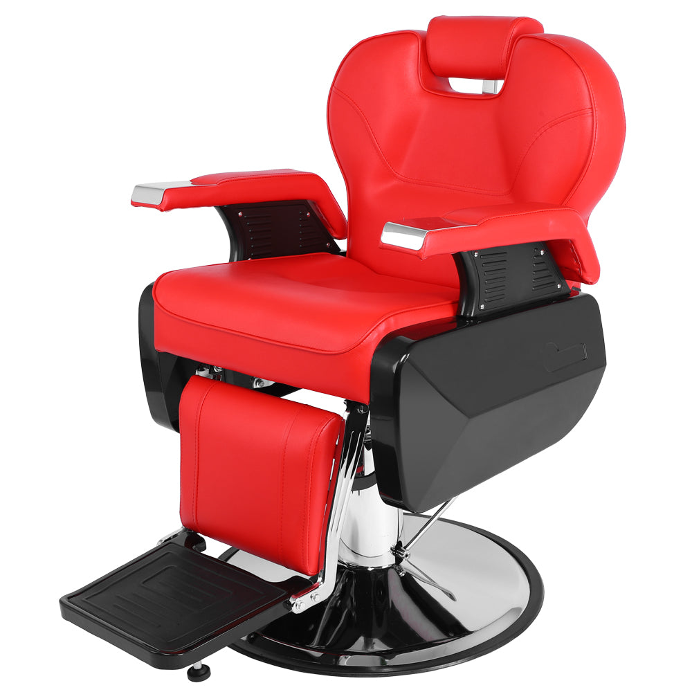 OmySalon BC1202 Classical Style Heavy Duty Hydraulic Reclining Barber Chair Black/Red/Black & Red/Brown