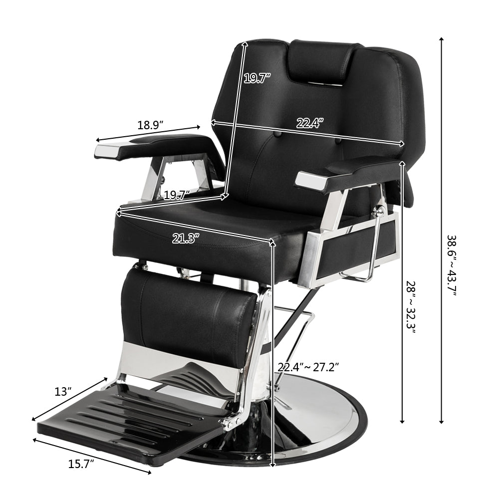 OmySalon BC1501 Professional Heavy Duty Hydraulic Reclining Barber Chair